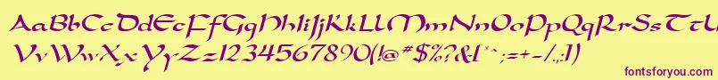 SamovarSsiItalic Font – Purple Fonts on Yellow Background