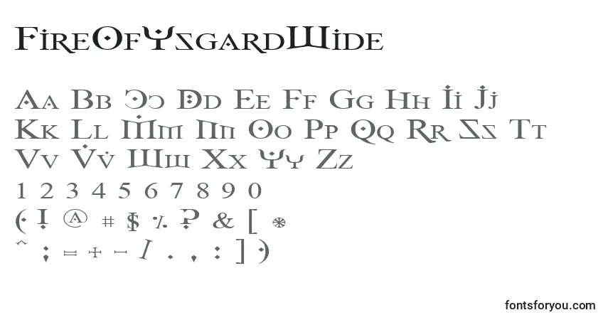 Czcionka FireOfYsgardWide – alfabet, cyfry, specjalne znaki