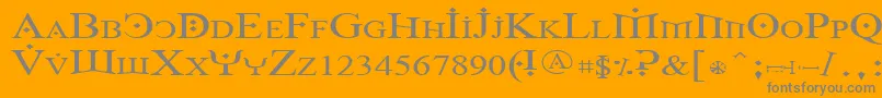 FireOfYsgardWide-Schriftart – Graue Schriften auf orangefarbenem Hintergrund