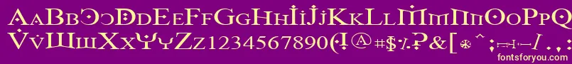 FireOfYsgardWide Font – Yellow Fonts on Purple Background