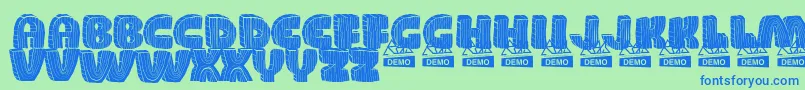 WoodDemo Font – Blue Fonts on Green Background