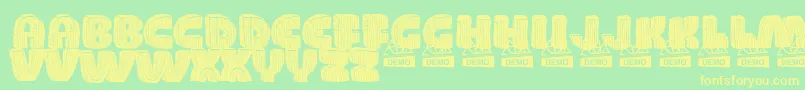 WoodDemo Font – Yellow Fonts on Green Background