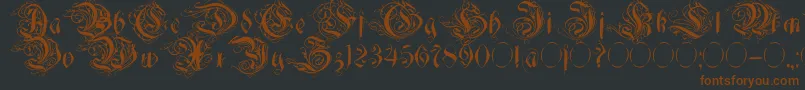 Decadentia-fontti – ruskeat fontit mustalla taustalla