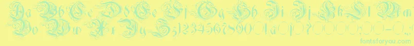 Decadentia Font – Green Fonts on Yellow Background