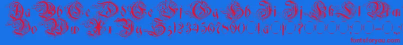 Decadentia Font – Red Fonts on Blue Background