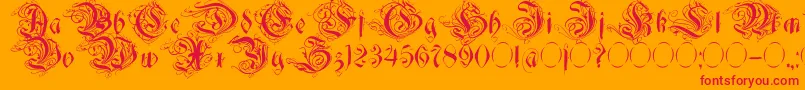 フォントDecadentia – オレンジの背景に赤い文字