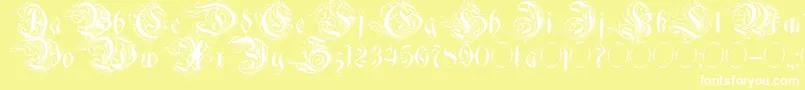 Decadentia-Schriftart – Weiße Schriften auf gelbem Hintergrund