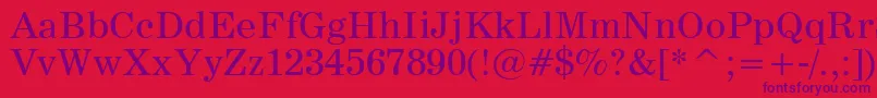 News705Bt Font – Purple Fonts on Red Background