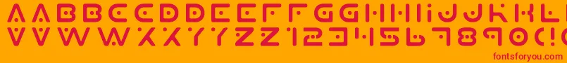 Planet X-Schriftart – Rote Schriften auf orangefarbenem Hintergrund