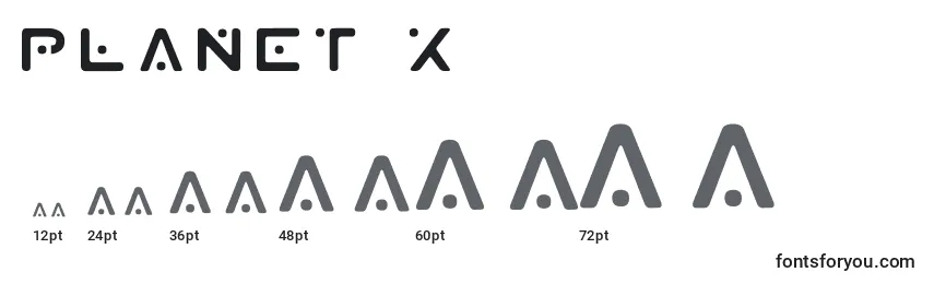 Размеры шрифта Planet X