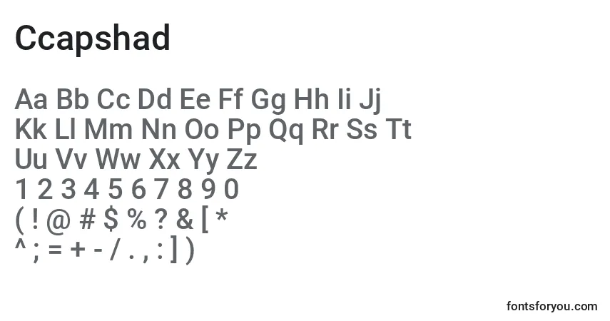 Czcionka Ccapshad – alfabet, cyfry, specjalne znaki