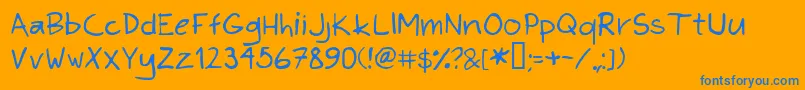 KimsHand Font – Blue Fonts on Orange Background