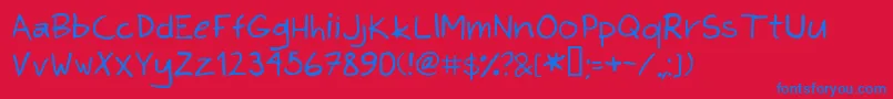 KimsHand Font – Blue Fonts on Red Background