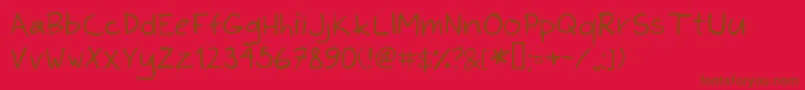 KimsHand Font – Brown Fonts on Red Background