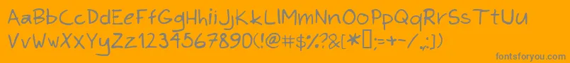 KimsHand Font – Gray Fonts on Orange Background