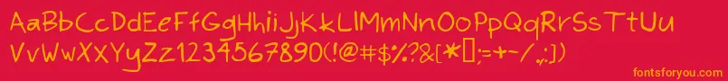 KimsHand Font – Orange Fonts on Red Background