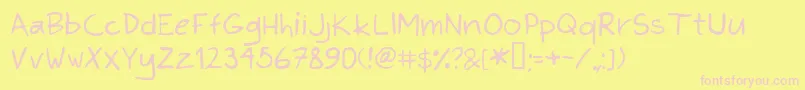 KimsHand Font – Pink Fonts on Yellow Background