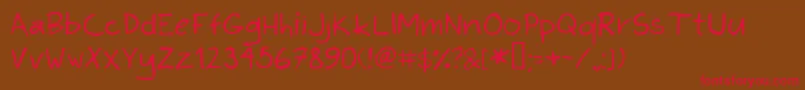 KimsHand Font – Red Fonts on Brown Background
