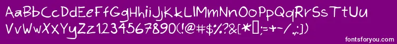 KimsHand Font – White Fonts on Purple Background