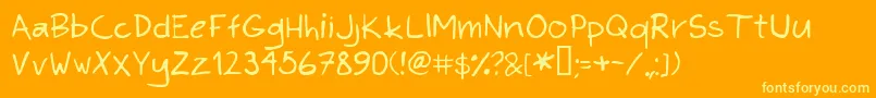 Fonte KimsHand – fontes amarelas em um fundo laranja