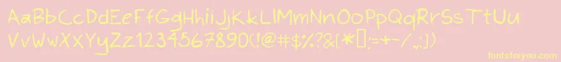 KimsHand Font – Yellow Fonts on Pink Background