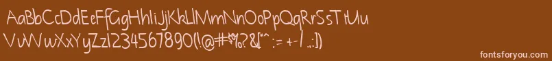 NotehandleftyBold Font – Pink Fonts on Brown Background