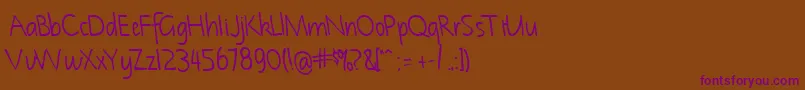 NotehandleftyBold Font – Purple Fonts on Brown Background