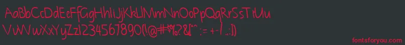 NotehandleftyBold Font – Red Fonts on Black Background