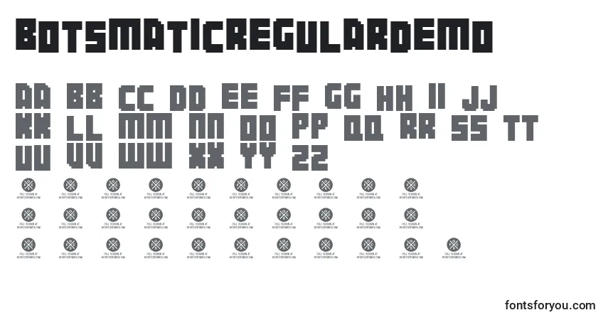 Schriftart Botsmaticregulardemo – Alphabet, Zahlen, spezielle Symbole