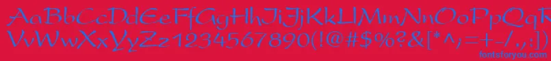 フォントPremiseRegular – 赤い背景に青い文字