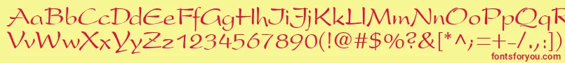 フォントPremiseRegular – 赤い文字の黄色い背景