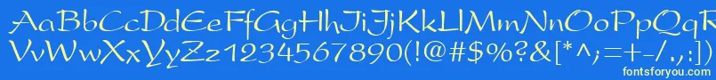 フォントPremiseRegular – 黄色の文字、青い背景