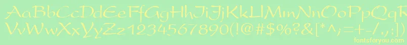 フォントPremiseRegular – 黄色の文字が緑の背景にあります