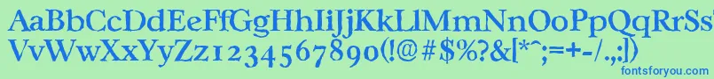 フォントCasablancaantiqueMediumRegular – 青い文字は緑の背景です。