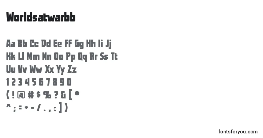 Czcionka Worldsatwarbb – alfabet, cyfry, specjalne znaki