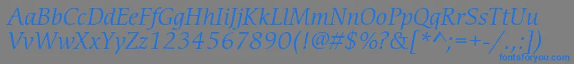 フォントCerigostdBookitalic – 灰色の背景に青い文字