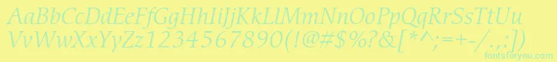 CerigostdBookitalic Font – Green Fonts on Yellow Background
