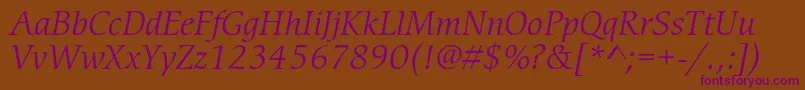 CerigostdBookitalic Font – Purple Fonts on Brown Background