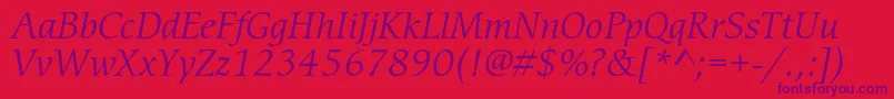 Czcionka CerigostdBookitalic – fioletowe czcionki na czerwonym tle
