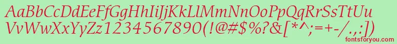 CerigostdBookitalic-fontti – punaiset fontit vihreällä taustalla