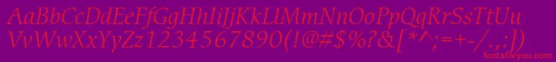 CerigostdBookitalic Font – Red Fonts on Purple Background