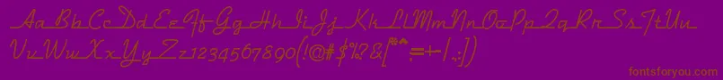 Dymaxionscript-Schriftart – Braune Schriften auf violettem Hintergrund