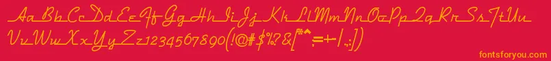 Dymaxionscript Font – Orange Fonts on Red Background