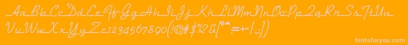 Dymaxionscript Font – Pink Fonts on Orange Background