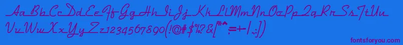 Dymaxionscript Font – Purple Fonts on Blue Background