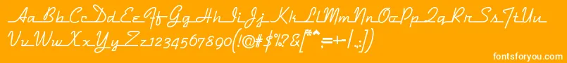 フォントDymaxionscript – オレンジの背景に白い文字