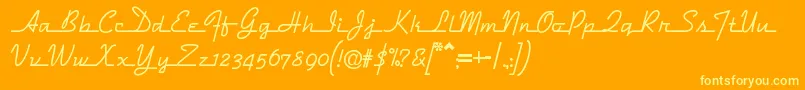 Dymaxionscript Font – Yellow Fonts on Orange Background