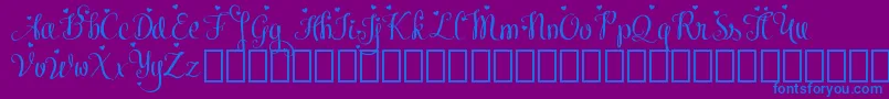 Czcionka MeybiDemo – niebieskie czcionki na fioletowym tle