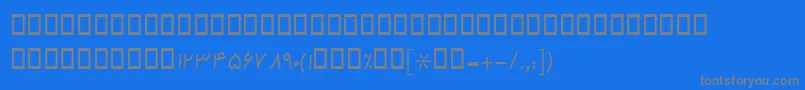 BKamranBold-fontti – harmaat kirjasimet sinisellä taustalla