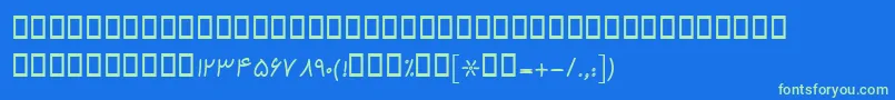 BKamranBoldフォントについての詳細 フォントBKamranBold – 青い背景に緑のフォント